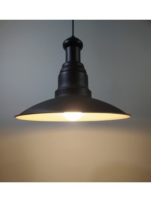 Riolight retro,modern,vintage mutfak,oda,otel,cafeler için siyah metal sarkıt avize çap:30cm