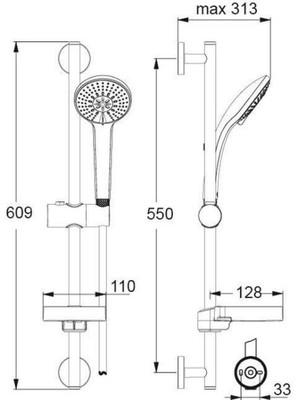 İdeal Standart Ideal Standard Idealrain Sürgülü Duş Seti, Çap 10 Cm, 3 Fonksiyon - B9415AA