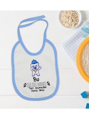 Bk Kids Kişiye Özel Mavi Bebek Mama Önlüğü - Model 85