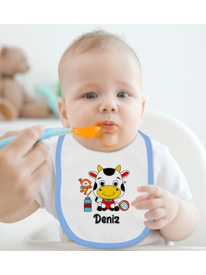 Bk Kids Kişiye Özel Mavi Bebek Mama Önlüğü - Model 167