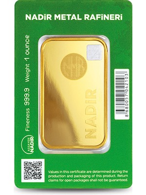 Nadir Gold 1 Ons Külçe Altın 999.9