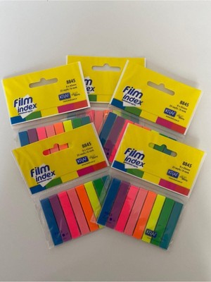 Kraf Film Index Plastik Ayraç 8 Renk 25 Sayfa 8x45 mm 5'li Set Düzenleyici