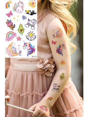 BP Tattoo Renkli Unicorn Karışık Çocuk Dövmesi