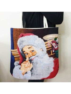 Körfez Kırlent Noel Baba Goblen Dokuma Kumaş Heybe Çanta