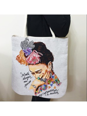 Körfez Kırlent Frida Goblen Dokuma Kumaş Heybe Çanta