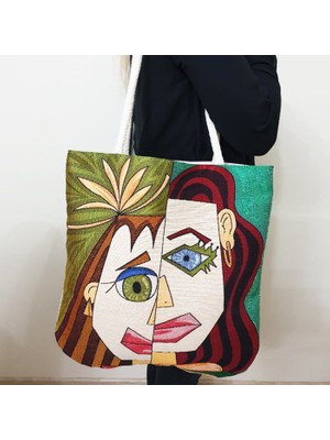 Körfez Kırlent Picasso Goblen Dokuma Kumaş Heybe Çanta