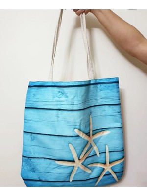 Körfez Kırlent Marin Desen Baskılı Kumaş Heybe Çanta