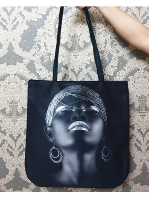 Körfez Kırlent Portre Baskılı Kumaş Heybe Çanta