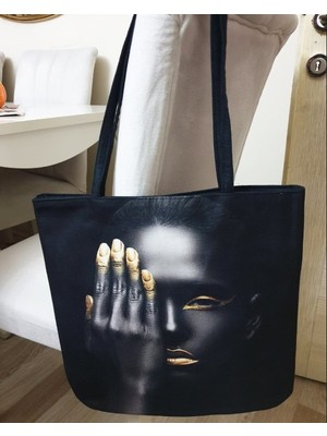 Körfez Kırlent Portre Baskılı Kumaş Heybe Çanta