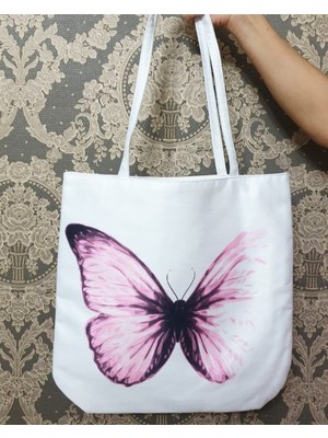 Körfez Kırlent Kelebek Desen Baskılı Kumaş Heybe Çanta