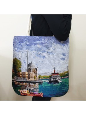 Körfez Kırlent Ortaköy Goblen Dokuma Kumaş Heybe Çanta