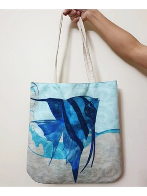 Körfez Kırlent Marin Desen Baskılı Kumaş Heybe Çanta