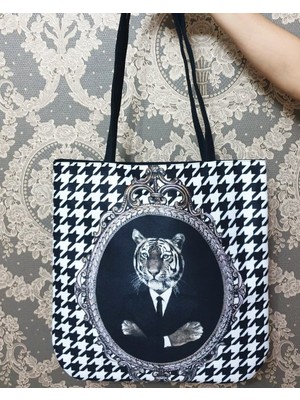 Körfez Kırlent Portre Baskılı Kumaş Heybe Çanta