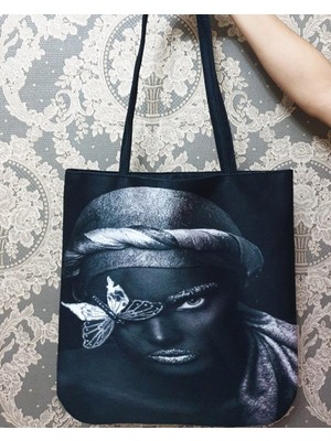 Körfez Kırlent Portre Baskılı Kumaş Heybe Çanta