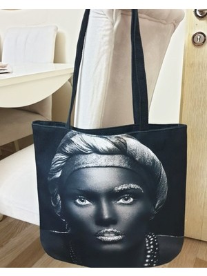 Körfez Kırlent Portre Baskılı Kumaş Heybe Çanta