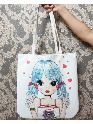 Körfez Kırlent Anime Baskılı Kumaş Heybe Çanta