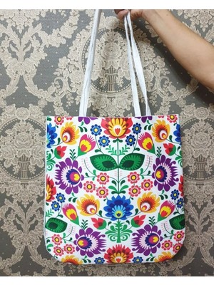 Körfez Kırlent Tropikal Desen Baskılı Kumaş Heybe Çanta