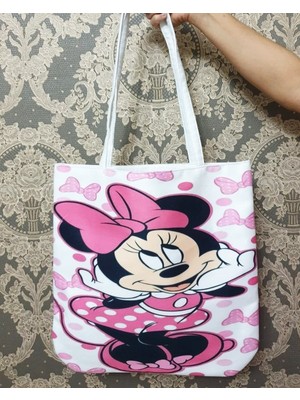 Körfez Kırlent Mini Mouse Baskılı Kumaş Heybe Çanta