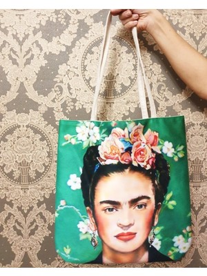 Körfez Kırlent Frida Desen Baskılı Kumaş Heybe Çanta