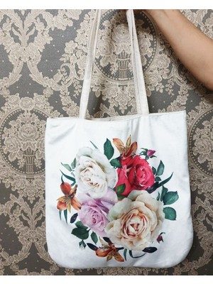 Körfez Kırlent Çiçekli Baskılı Kumaş Heybe Çanta