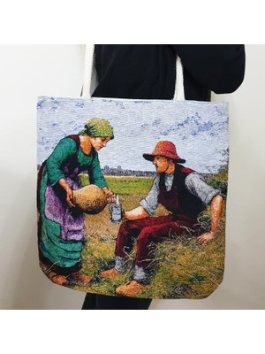 Körfez Kırlent Tablo Goblen Dokuma Kumaş Heybe Çanta