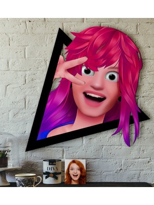 BK Kişiye Özel Kadın Animasyon Karikatürlü 3D Ahşap Tablo-10