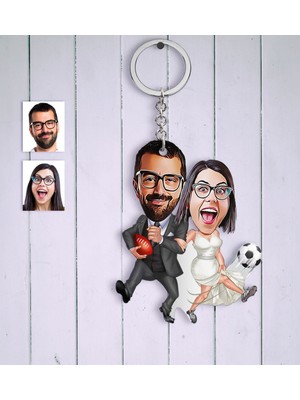 BK Kişiye Özel Sevgililer Karikatür Anahtarlık - 15