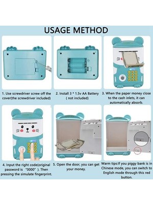 HaiTun Elektronik Kumbara, Atm Parola Tasarruf Bankası Çocuklar Için, Parmak Izini Simüle Et Otomatik Kaydırma Kağıt Para Para Bankası (Yurt Dışından)