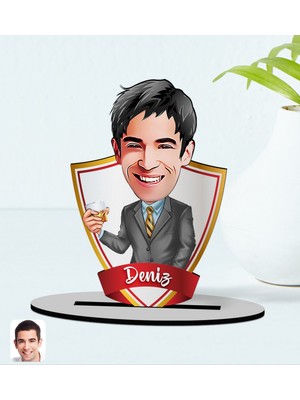 BK Kişiye Özel Isimli Erkek Karikatürlü Ahşap Biblo Model-52