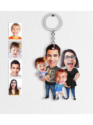 BK Kişiye Özel Aile Karikatür Anahtarlık - 3