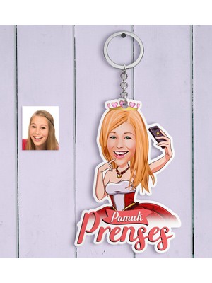 BK Kişiye Özel Pamuk Prenses Karikatürlü Ahşap Anahtarlık - 3