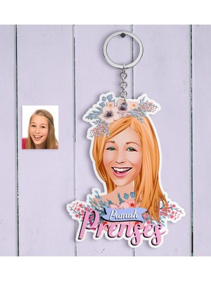 BK Kişiye Özel Pamuk Prenses Karikatürlü Ahşap Anahtarlık - 2