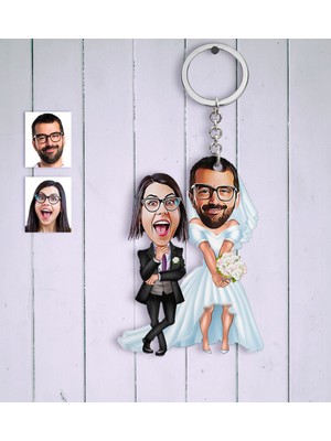 BK Kişiye Özel Sevgililer Karikatür Anahtarlık - 16