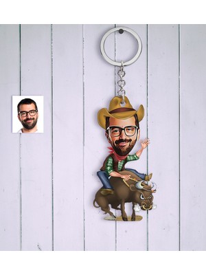 BK Kişiye Özel Bay Rodeocu Karikatür Anahtarlık