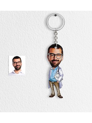 BK Kişiye Özel Bay Başhekim Karikatür Anahtarlık - 1