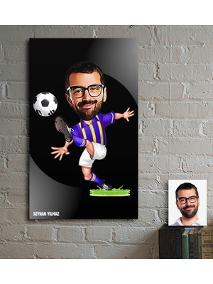 BK Kişiye Özel Futbol Sarı Lacivert Karikatür Ahşap Tablo - 1