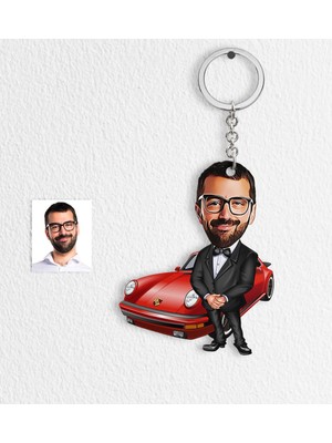 BK Kişiye Özel Bay Patron Karikatür Anahtarlık - 1