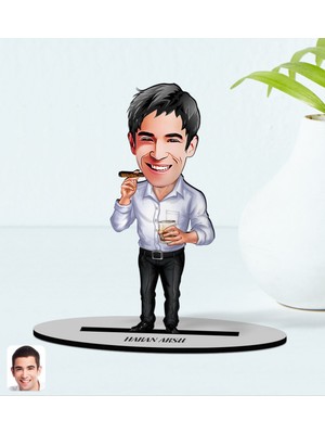 BK Kişiye Özel Baba Karikatürlü Ahşap Biblo Model-1