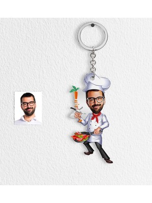BK Kişiye Özel Bay Chef Karikatür Anahtarlık - 1