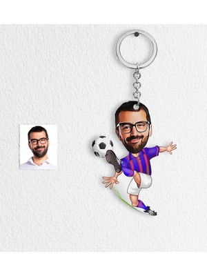 BK Kişiye Özel Futbolcu Bordo Mavi Karikatür Anahtarlık - 1