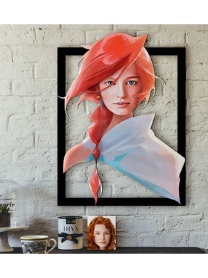 BK Kişiye Özel Kadın Soyut Karikatürlü 3D Ahşap Tablo-24