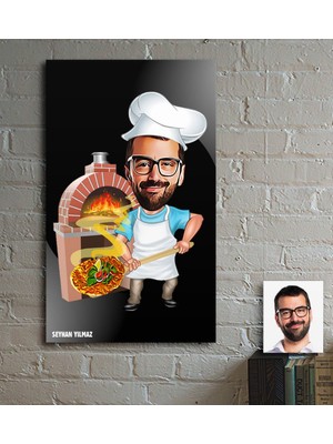 BK Kişiye Özel Bay Kebapçı Karikatür Ahşap Tablo - 1