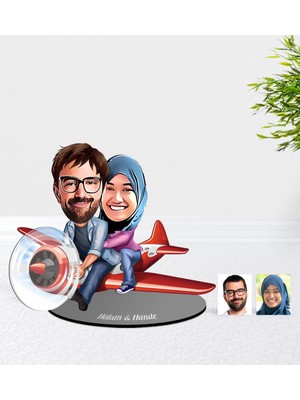 BK Kişiye Özel Sevgililer Karikatürlü Ahşap Biblo Model-11