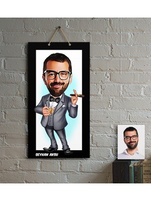 BK Kişiye Özel Bay Patron Karikatür Ahşap Tablo - 3