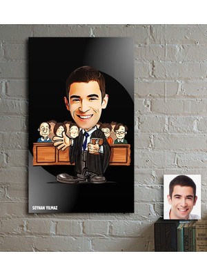 BK Kişiye Özel Bay Avukat Karikatür Ahşap Tablo - 2