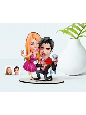 BK Kişiye Özel Sevgili Karikatürlü Ahşap Biblo Model-19