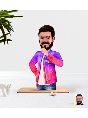 BK Kişiye Özel Erkek Animasyon Karikatürlü Ahşap Biblo-36