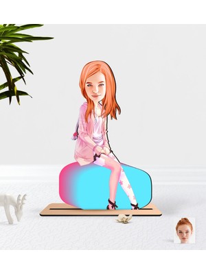 BK Kişiye Özel Kadın Karikatürlü Ahşap Biblo-32