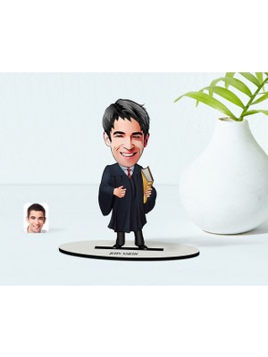 BK Kişiye Özel Bay Avukat Karikatür Ahşap Biblo - 1