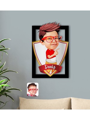 BK Kişiye Özel Isimli Erkek Çocuk Karikatürlü 3D Ahşap Tablo-1